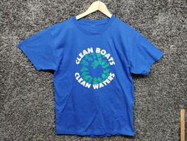 Clean Boats Clean Waters T Shirt Volunteer Blue Adult Large Crew Neck - £14.49 GBP