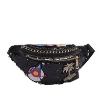 PU New Sequins Women Fanny Pack Girls Shoulder Belt Bags Fashionable Glitter Wai - £15.80 GBP