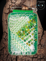 wish talisman, bag charm, safety pin boho amulet, brooch, green, ooak - £19.86 GBP