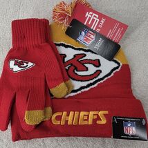 Ultra Game NFL Kansas City Chiefs Winter Beanie Knit Pom Hat with Gloves... - $22.76