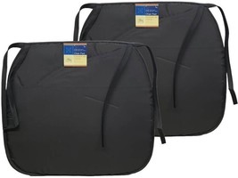 Set of 2 Same Thin Cushion Chair Pads w/black ties, SOLID BLACK COLOR,GR - £10.84 GBP