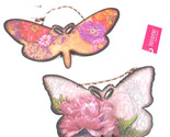 Silvestri Demdaco Pink Butterfly Ornaments Set of 2 Insects by Elizabeth... - £8.13 GBP