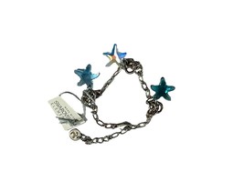 Swarovski Elements Silver Tone Bracelet Blue Starfish 7.5-8.5&quot; Adjustable - £22.55 GBP