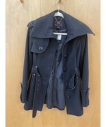 Miss Sixty M60 Y2K Wool Coat Size XS Black Belted Grunge Gothic 90s Rock... - $81.95 CAD