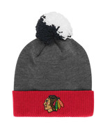 Reebok Chicago Blackhawks Face-Off Cuffed Knit Hat, Heather Gray, One Size - $14.84