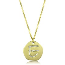 Minimalist Letter &quot;E&quot; Initial Crystal Disc Pendant Yellow Gold Plated Necklace - £52.02 GBP