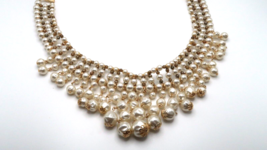 Vintage Faux Pearl Large Statement Necklace 15&quot;-17.5&quot; NB11 - $81.63