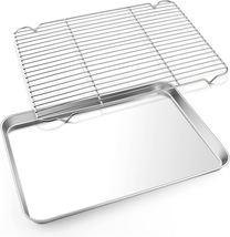 E-Far Cookie Sheet with Rack Set, Half Sheet Baking Pan for Oven Cooking, 18”X13 - £20.48 GBP