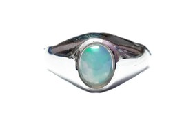 Opal Herren Band 1.5 Karat Massiv Silber Ring Oktober Geburtsstein - £52.02 GBP