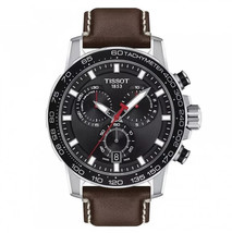 Montre Homme Tissot Supersport Chrono Cadran Noir Cuir Marron T125.617.1... - $338.64