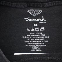 Diamond Shirt Mens XL Black Logo Print Round Neck Long Sleeve Casual Top - £20.65 GBP