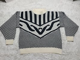 Gabrielle L Sweater Geometric Acrylic/Wool Piano Checkered Cosby Coogi 8... - £21.53 GBP