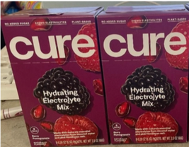 (2) Cure Hydration | Plant-Based Electrolyte Box of 8 Packets Berry Pome... - $22.76