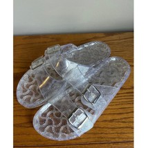 MIA Clear Jelly Sparkle Glitter Buckle Slides Sandals Shoes Women&#39;s Size 8 - $14.03