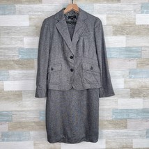 Talbots Tweed Wool Blend Sheath Dress &amp; Jacket Suit Set Gray Career Womens 6 8 - £54.26 GBP