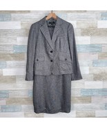Talbots Tweed Wool Blend Sheath Dress &amp; Jacket Suit Set Gray Career Wome... - £54.26 GBP