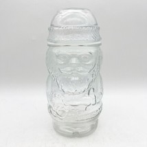 Vintage Libbey Christmas Clear Glass Santa Claus Candy Jar &amp; Lid Made in... - £7.94 GBP