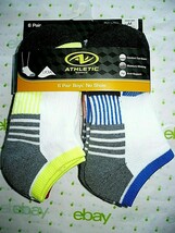 Athletic Works Boys No Show Socks 7 Pair Size SMALL 4.5-8.5 NEW White Lime Blue - £10.69 GBP