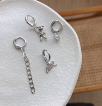 Mini bear earrings with 4 pieces of love chain earrings for women set sweet - $19.80