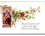 Madonna And Child Holly Christmas Day Pink of Perfection DB Postcard U11 - $3.51