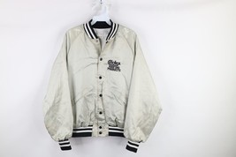Vtg 80s Streetwear Mens Medium Distressed Lined Satin Bomber Jacket Silv... - $831.34 MXN