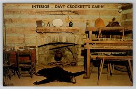 Limestone Tennessee Davy Crockett&#39;s Cabin Interior Bear Rug Postcard B28 - £9.37 GBP