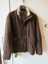 Vintage Men&#39;s Woolrich Wool Jacket Coat L Bark Brown Red Stripe - £23.73 GBP