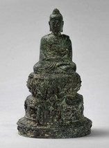 Indiano Buddha - Antico Gandhara Stile Bronzo Meditazione Statua di - £238.82 GBP