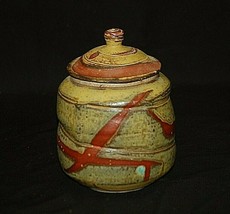 Classic Stoneware Canister Jar w Lid Handcrafted Art Pottery Earthtones ... - £35.68 GBP