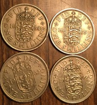 1954 1955 1962 1966 Lot Of 4 Uk Gb Great Britain Shilling Coins - £3.02 GBP