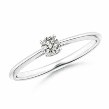 Knife-Edged Classic Round Diamond Solitaire Ring in 14K White Gold Ring Size 7 - £305.38 GBP