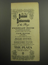 1957 The Plaza Hotel Ad - The good Summer restaurants of the Plaza - £14.78 GBP