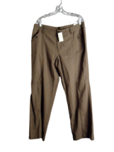 Christopher &amp; Banks Modern Fit Wide Leg Pants Linen Blend Brown Size 14 ... - £18.94 GBP