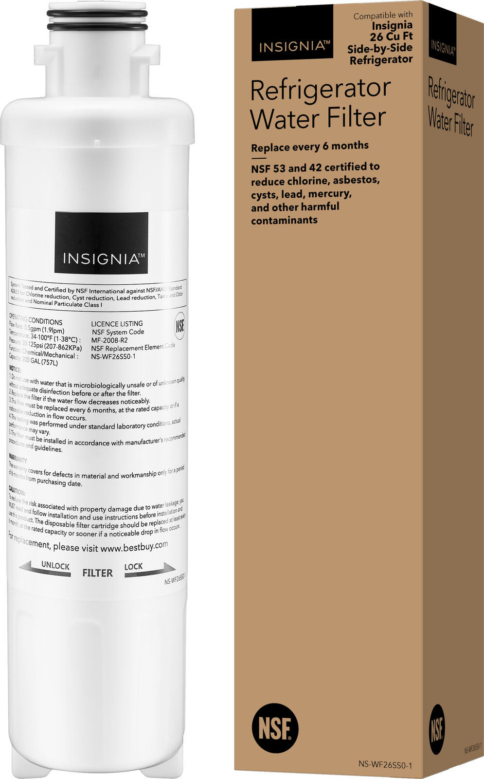 Insignia- NSF 53 Water Filter Replacement for Select Insignia Side-by-Side ...