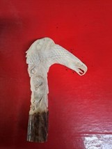Eagle Goat  Owl Wolf Handle Walking Stick Cane From Deer Antler Carved - $93.50