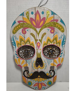 Man and Woman Dia De Los muertos glittery sugar Skull Wall Decor  13x9 in - $24.75