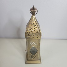 Antique Gold Table Or Hanging Lantern Candle Moroccan Style 9.5 Tall - £15.43 GBP