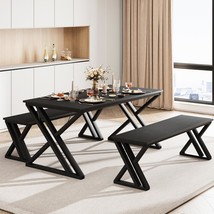 Gaoman Dining Table Set With 2 Benches, Dining Room Table Bench Set For 4-6, Rec - £345.05 GBP