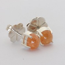 Fanta Orange Garnet Oval Cabochons Sterling Studs Ladies Post Earrings Design 80 - £47.48 GBP