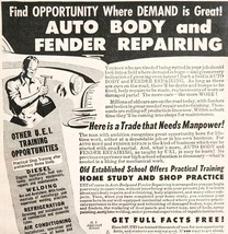 1948 Auto Body Fender Repair Training Advertisement Automobilia School E2H2 - $19.99