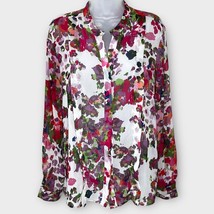 W118 by WALTER BAKER sheer floral button down blouse size medium pink/purple - £34.99 GBP
