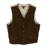 Mens Size 42 J. Peterman Company Brown Vintage Tweed Button Front Vest - $41.15