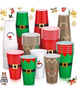 100 Pcs 16 Oz Christmas Cups Plastic Santa Disposable Cups Santa Belt Sn... - $56.99