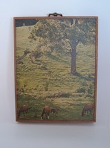 Vtg Rustic Picture 1973 HORSES April Woods Jay Johnson photograph wood P... - £14.07 GBP