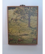 Vtg Rustic Picture 1973 HORSES April Woods Jay Johnson photograph wood P... - $17.81