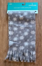Juncture Kid&#39;s Gray Fleece Scarf 59&quot; Tassels NEW Snowflakes - £3.97 GBP