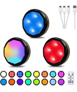 Puck Lights 16 Colors LED Puck Lights with Remote USB Rechargeable Under... - £27.17 GBP