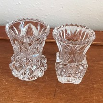 Estate Lot of 2 Clear Glass Toothy Edged Toothpick Holders – 2 and 3/8th... - $12.19