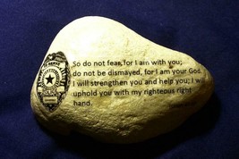 Law Enforcement Police Officer Stone gift Bible verse Isaiah 41:10 Badge - £27.25 GBP