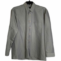 Bugatchi Uomo Button Front Shirt Size Medium Green Check Mens Polyester ... - $17.81